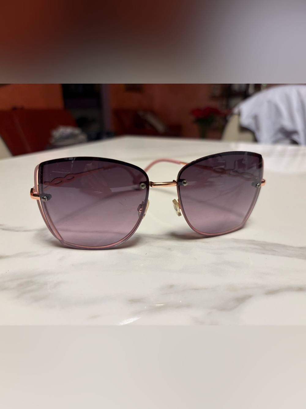 Women's Pink Gradient Sunglasses with Gold Frame